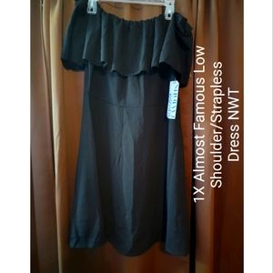 Strapless/low shoulder Black Dress NWT